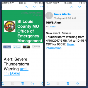 Severe Weather emails
